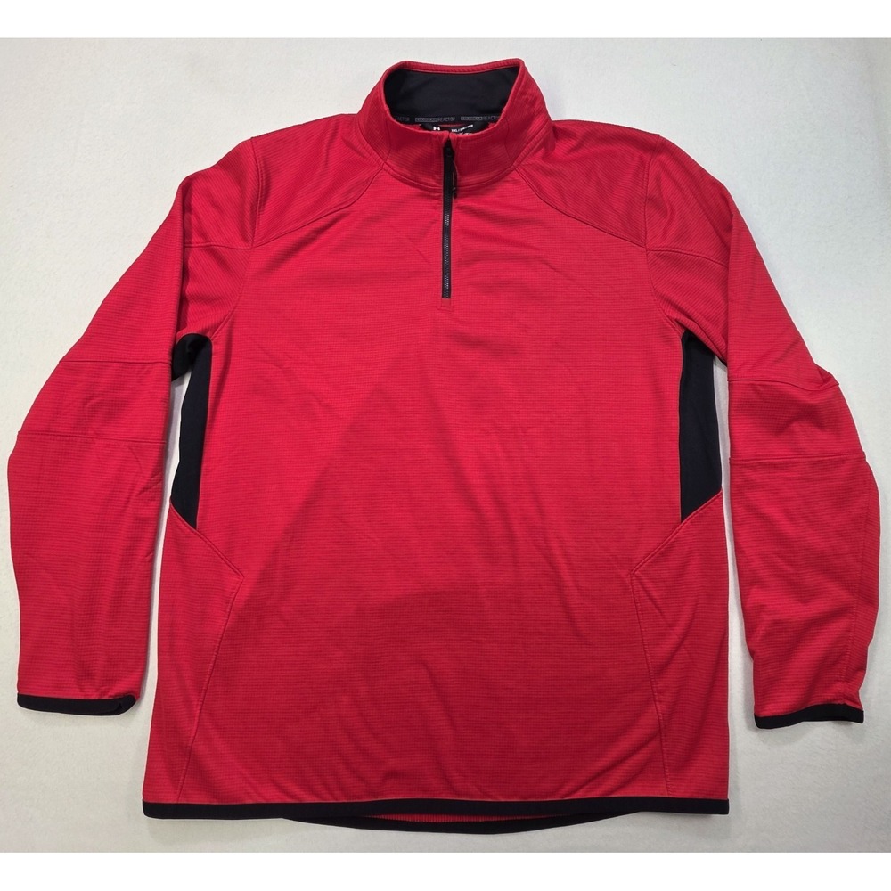 Under Armour Jacket Mens XL Red Black ColdGear Reactor‎ Thermal Grid LIMITED USE
